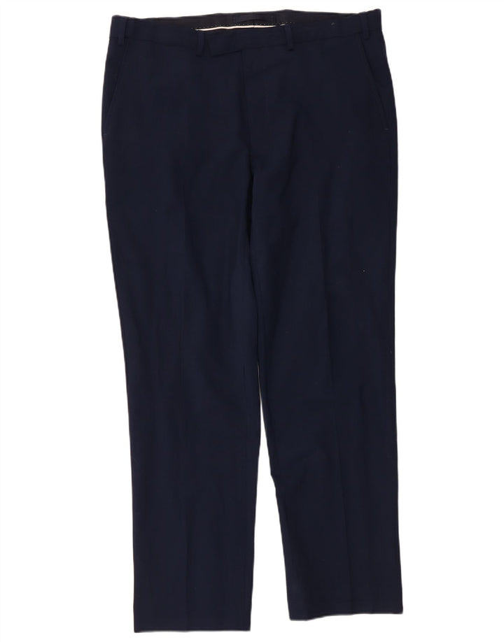 Pantaloni casual pentru bărbați Marks & Spencer, cu croiala normală, L36 L31 Lână bleumarin