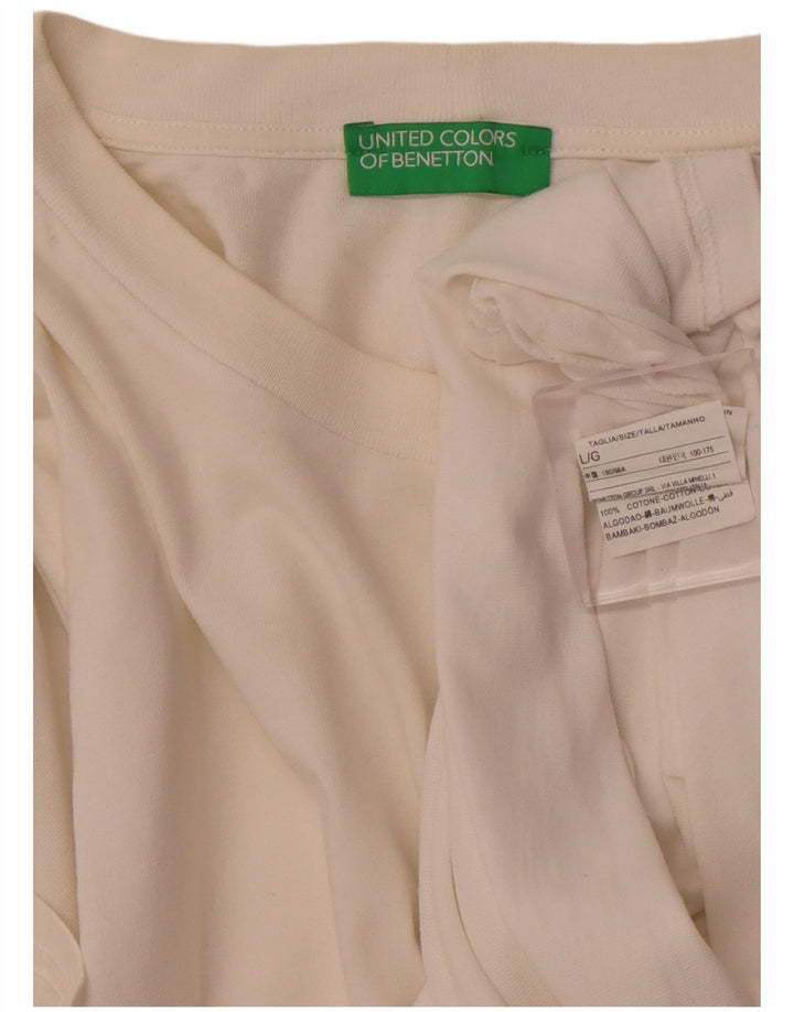 Tricou BENETTON pentru bărbați Top mare din bumbac alb