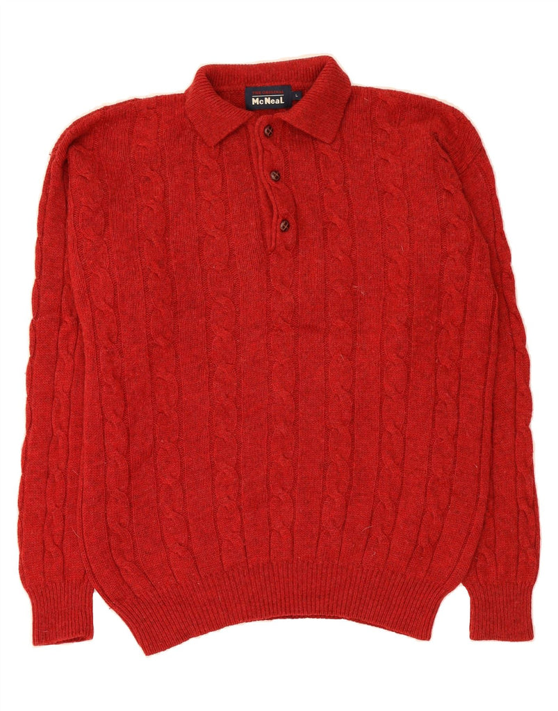 MC NEAL Mens Polo Neck Jumper Sweater Large Red New Wool Vintage MC Neal and Second-Hand MC Neal from Messina Hembry 
