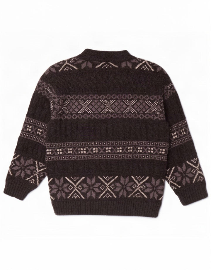 Pulover Cardigan Vintage pentru bărbați, lână Fair Isle, gri mare