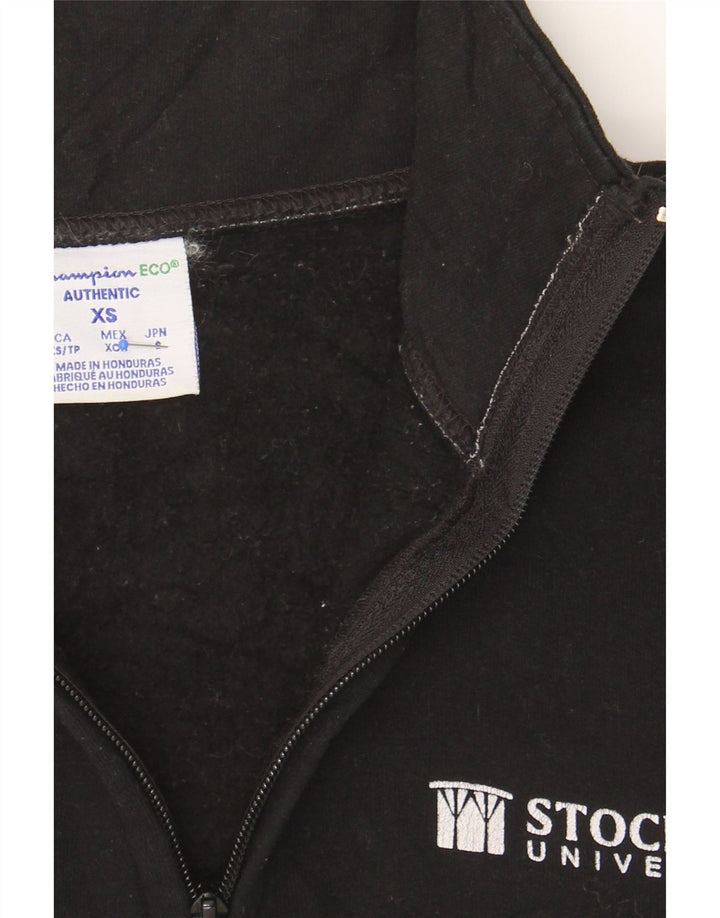 CHAMPION Mens Slim Zip Neck Sweatshirt Jumper XS Black Vintage Champion and Second-Hand Champion from Messina Hembry 