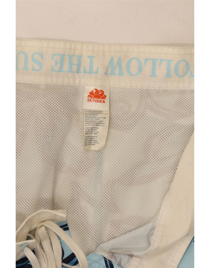 Sundek Pantaloni scurți de baie pentru bărbați, poliester, flori, albastru mediu