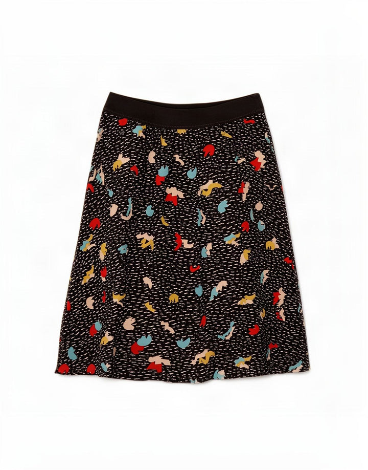 Fustă A-Line Vintage pentru femei, model abstract, mediu W28 negru