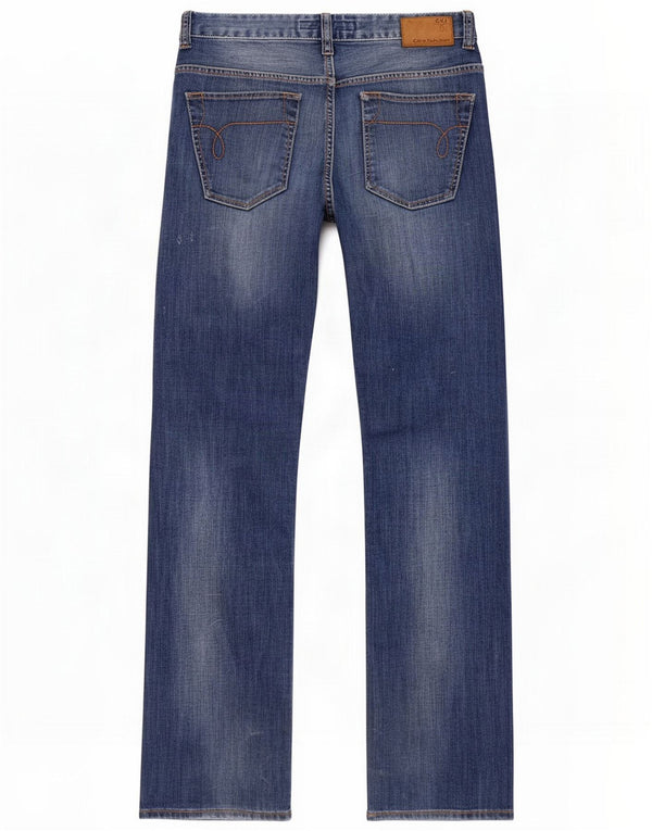 Calvin Klein Mens Distressed Bootcut Jeans W29 L33 Blue Cotton