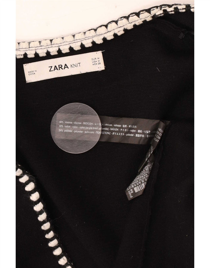 Pulover cardigan deschis pentru femei Zara UK 14 Medium Black Viscose