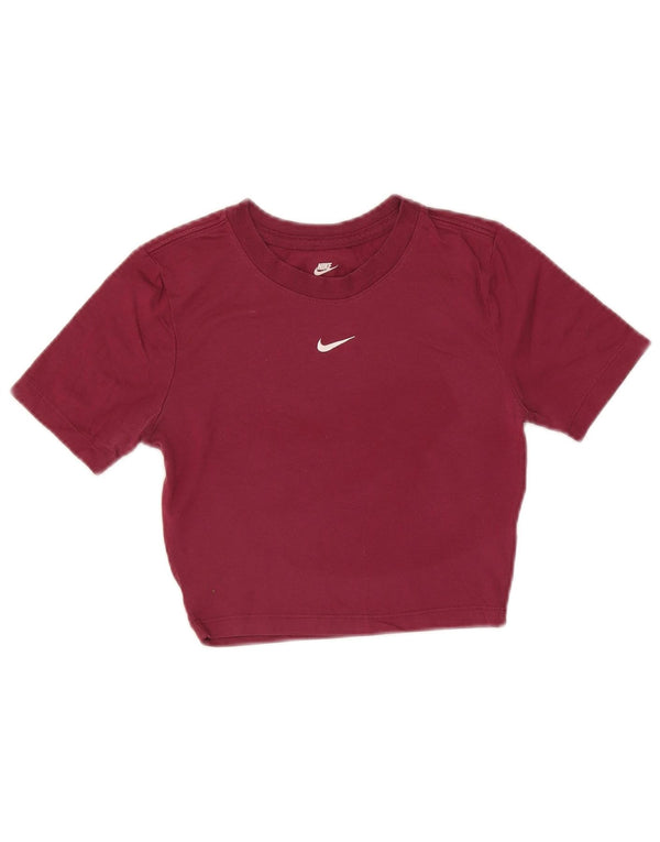 Tricou Nike Crop Slim Fit pentru femei UK 6 XS Bordeaux Poliester