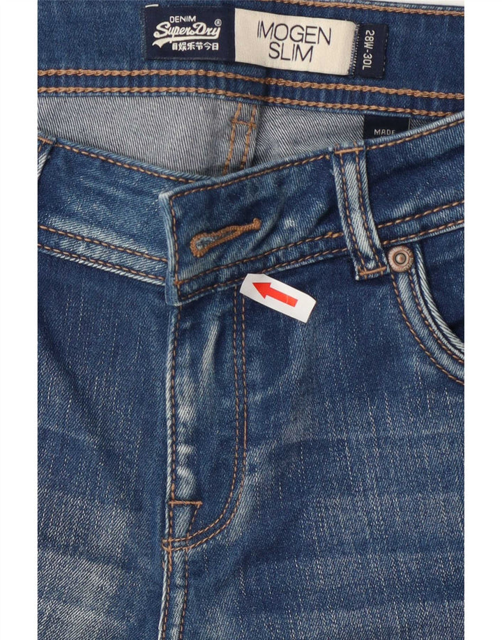 Blugi Superdry Imogen Distressed Slim W28 L30, bumbac albastru