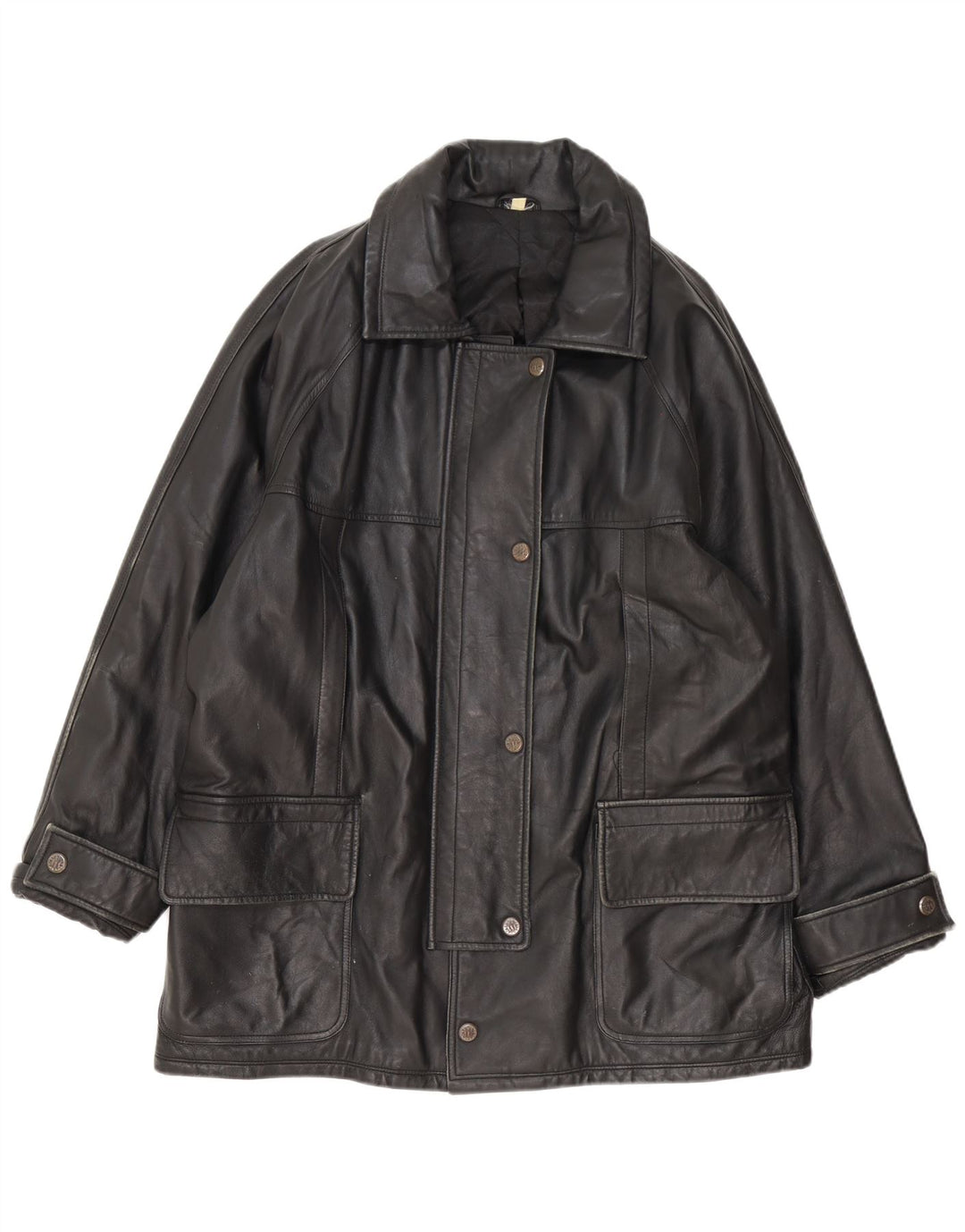 Palton din piele vintage pentru femei IT 54 3XL negru
