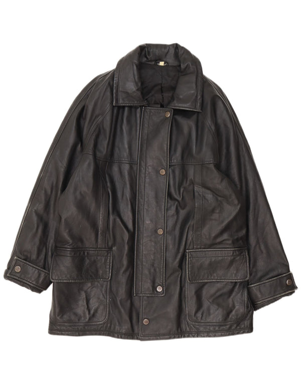 Palton din piele vintage pentru femei IT 54 3XL negru