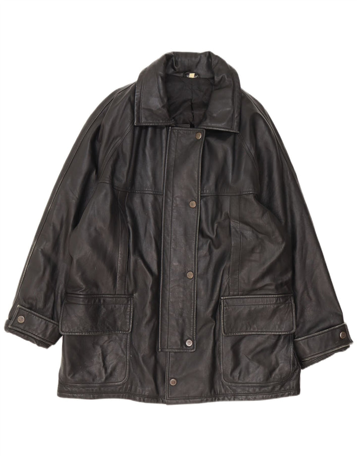 Palton din piele vintage pentru femei IT 54 3XL negru