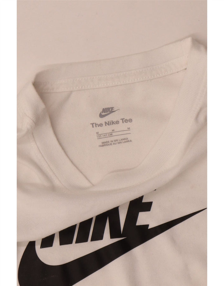 Tricou grafic pentru băieți NIKE Top 10-11 ani Bumbac alb mediu