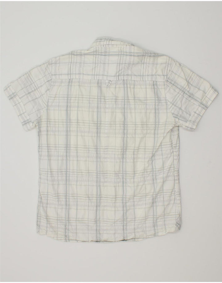 JULES Mens Fitted Short Sleeve Shirt XL White Check Cotton Vintage Jules and Second-Hand Jules from Messina Hembry 