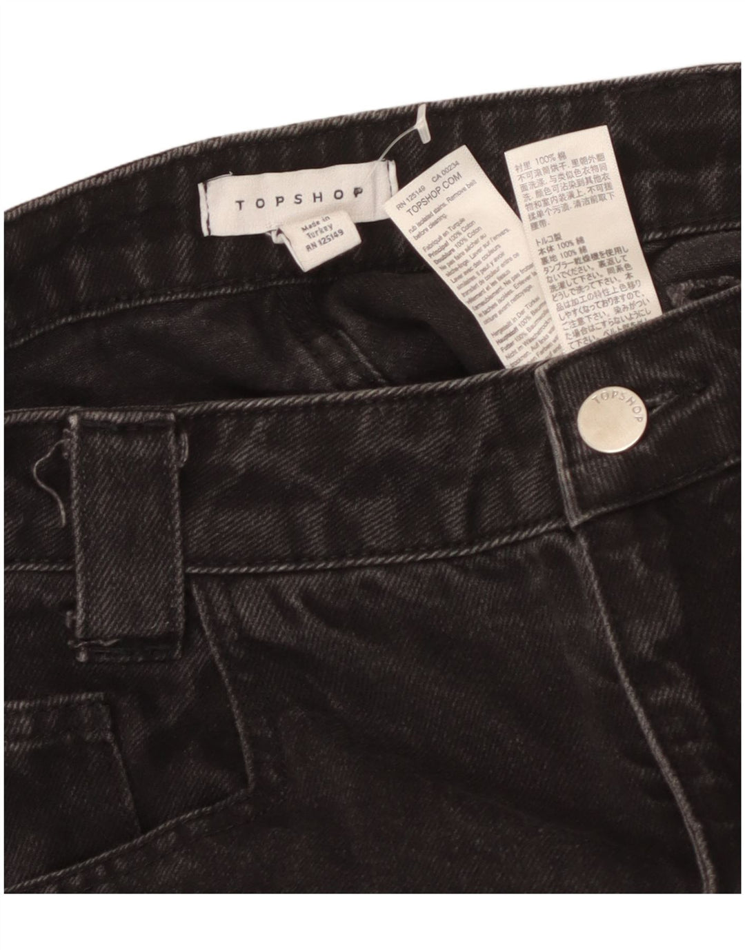 TOPSHOP Fusta Cargo Mini denim pentru femei UK 8 Small W26 Bumbac negru
