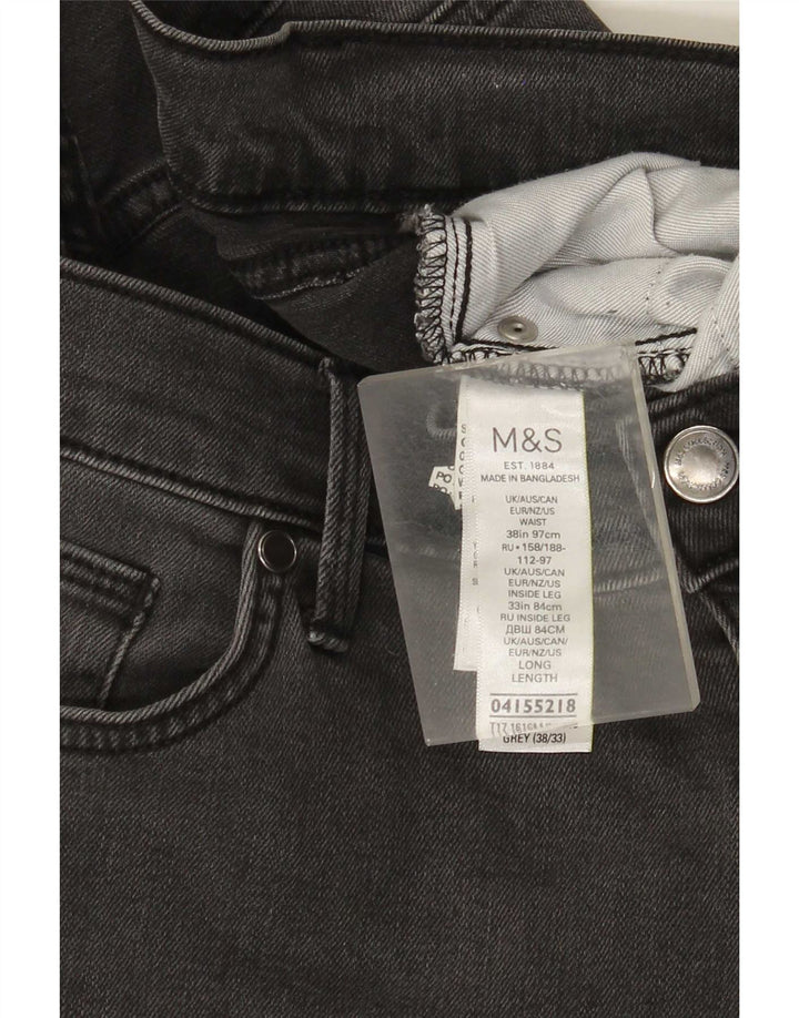 Blugi drepti pentru bărbați Marks & Spencer W38 L33 bumbac gri