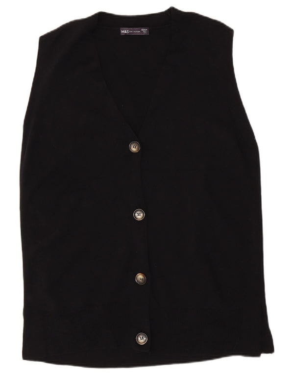 Pulover cardigan fără mâneci pentru femei Marks & Spencer UK 14 Medium Negru