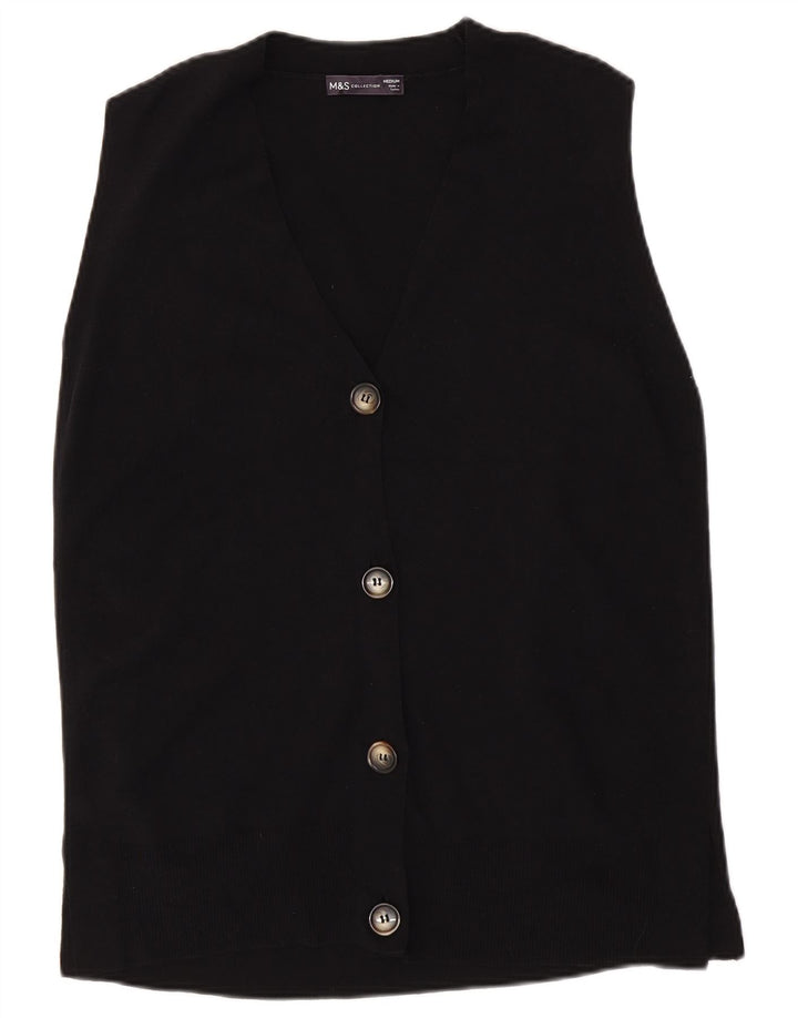 Pulover cardigan fără mâneci pentru femei Marks & Spencer UK 14 Medium Negru