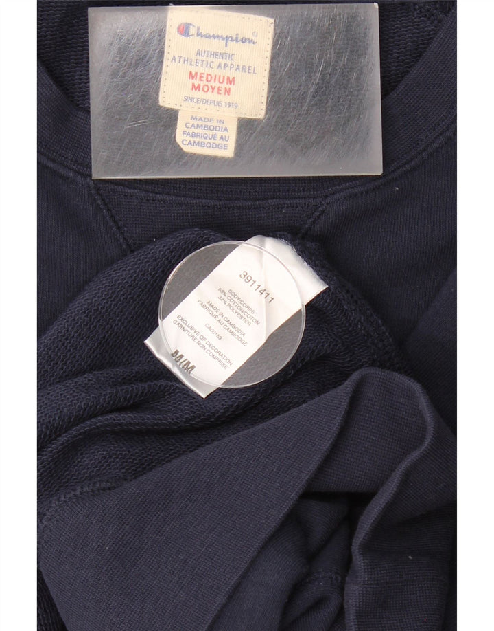 CHAMPION Mens Graphic Sweatshirt Jumper Medium Navy Blue Cotton Vintage Champion and Second-Hand Champion from Messina Hembry 