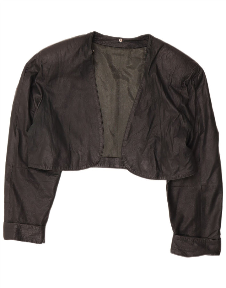 Jachetă Bolero din piele pentru femei VINTAGE UK 14 verde mediu