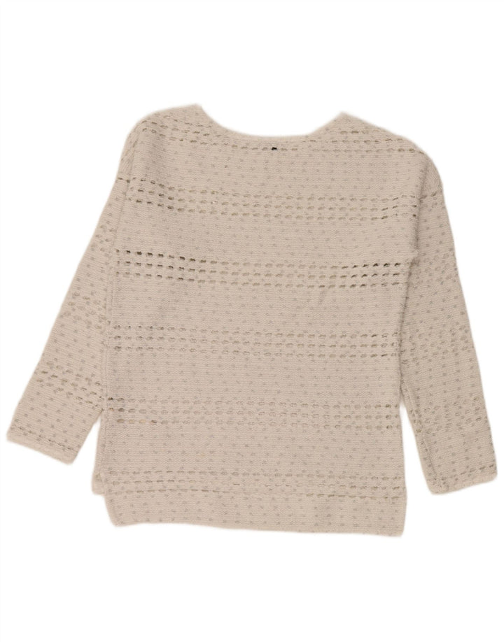 Pulover pentru damă Massimo Dutti, croșetat, cu gât de barcă, UK 14 Medium White