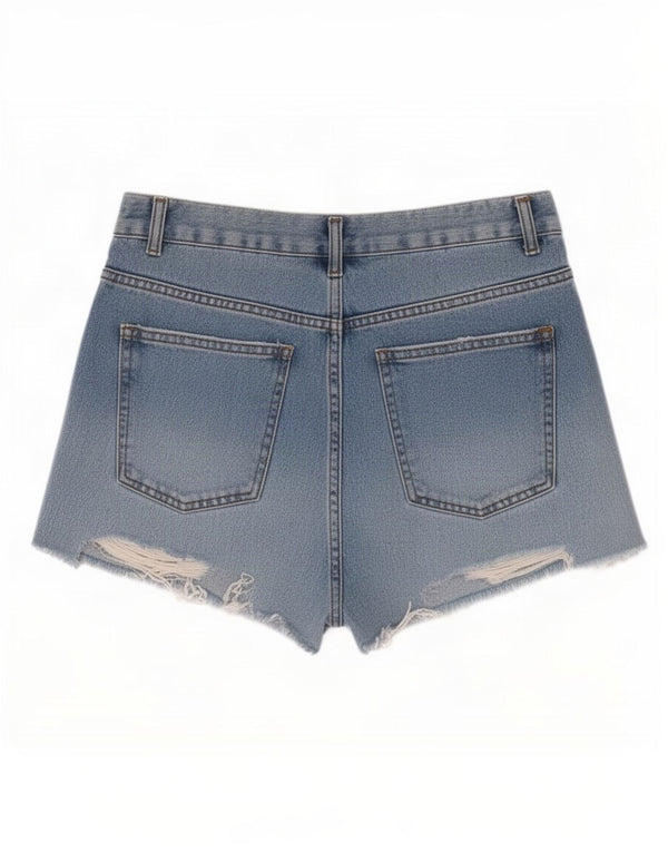 Topshop Womens Distressed Denim Shorts W30 Medium Blue Cotton