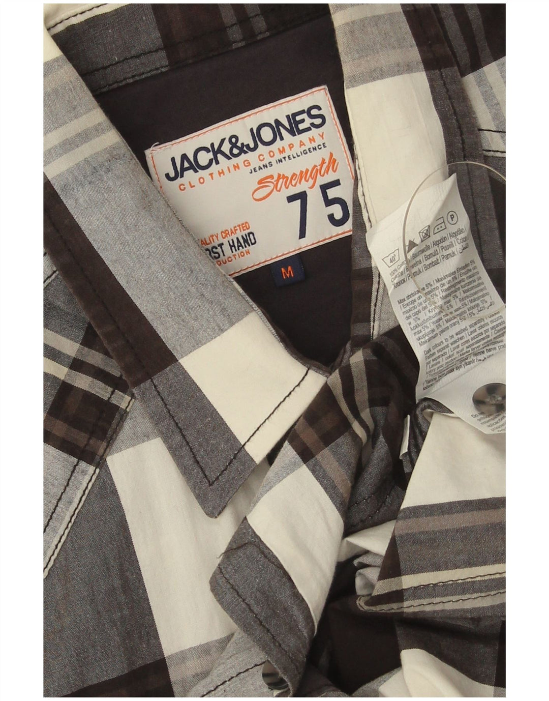 Cămașă Jack & Jones pentru bărbați cu mânecă scurtă, bumbac negru mediu cu carouri