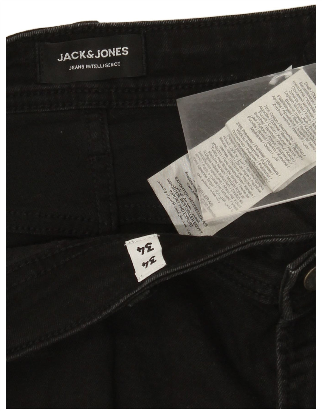 Blugi drepți pentru bărbați Jack & Jones W34 L34 bumbac negru