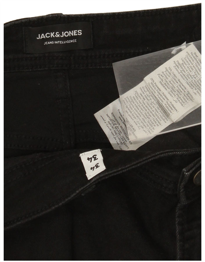 Blugi drepți pentru bărbați Jack & Jones W34 L34 bumbac negru