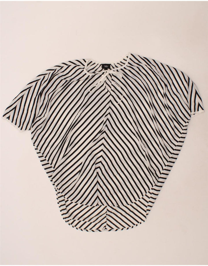 MOSSIMO Womens Longline Batwing Blouse Top UK 14 Medium White Striped Vintage Mossimo and Second-Hand Mossimo from Messina Hembry 