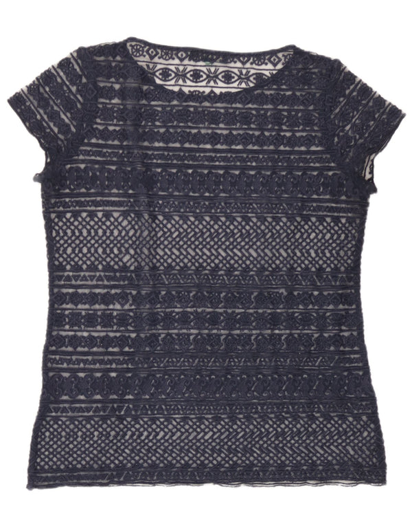 Bluză transparentă pentru femei Ralph Lauren UK 16 mare, albastru, floral