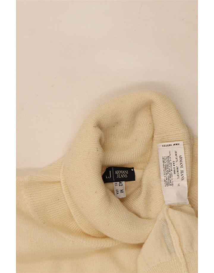 Armani Jeans Pulover cu gât rulat pentru femei UK 12 Medium Beige Lână