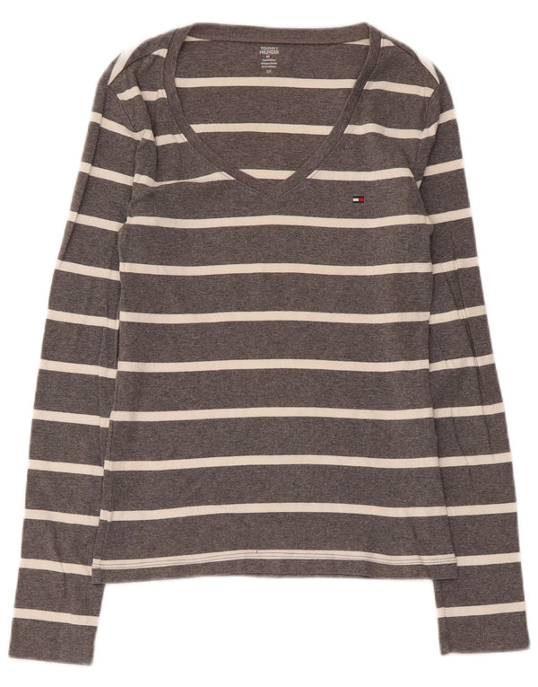 Top pentru femei Tommy Hilfiger cu mânecă lungă UK 8 mic, gri, bumbac cu dungi