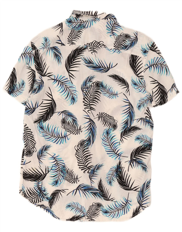 Cămașă Jack Wills pentru bărbați cu mânecă scurtă, alb mediu, viscoză florală
