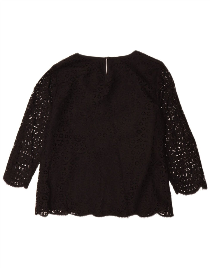 Bluză J. CREW pentru femei, cu mâneci 3/4, US 8, bumbac floral, negru mediu