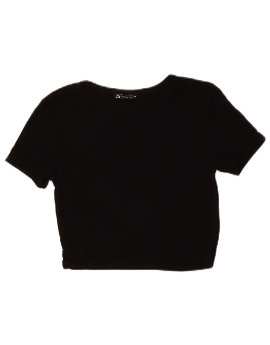 ZARA Womens Crop T-Shirt Top UK 12 Medium Black