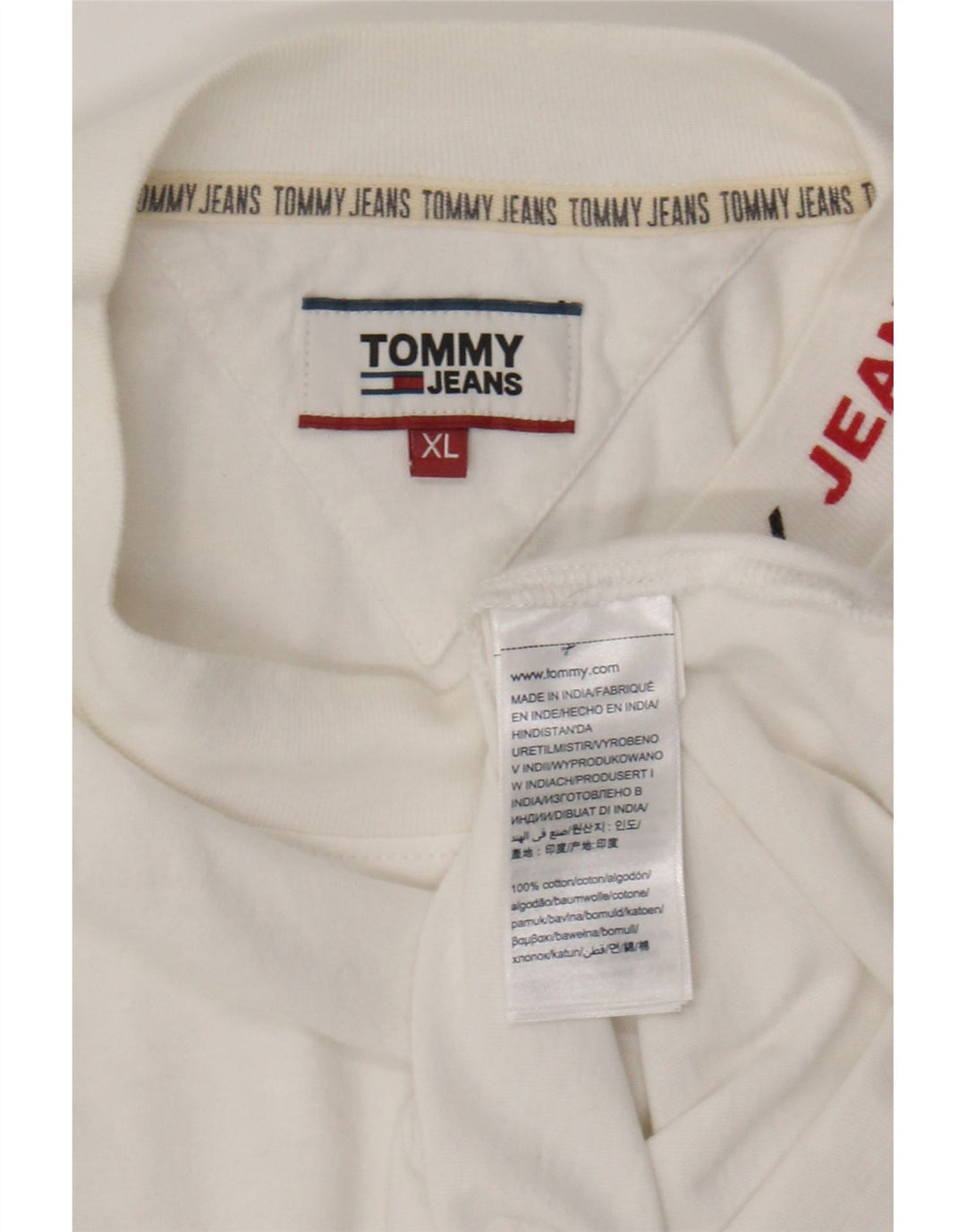 TOMMY HILFIGER Mens T-Shirt XL White Cotton Vintage Tommy Hilfiger and Second-Hand Tommy Hilfiger from Messina Hembry 