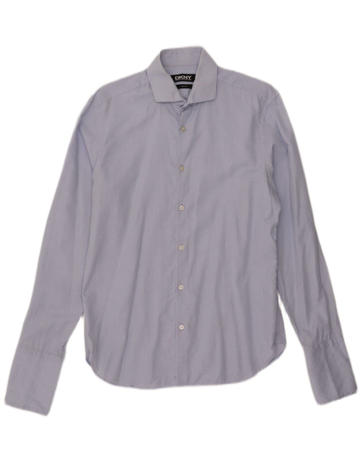 Cămașă formală pentru bărbați Dkny Slim Fit Mărimea 15 1/2 Medium Blue Check