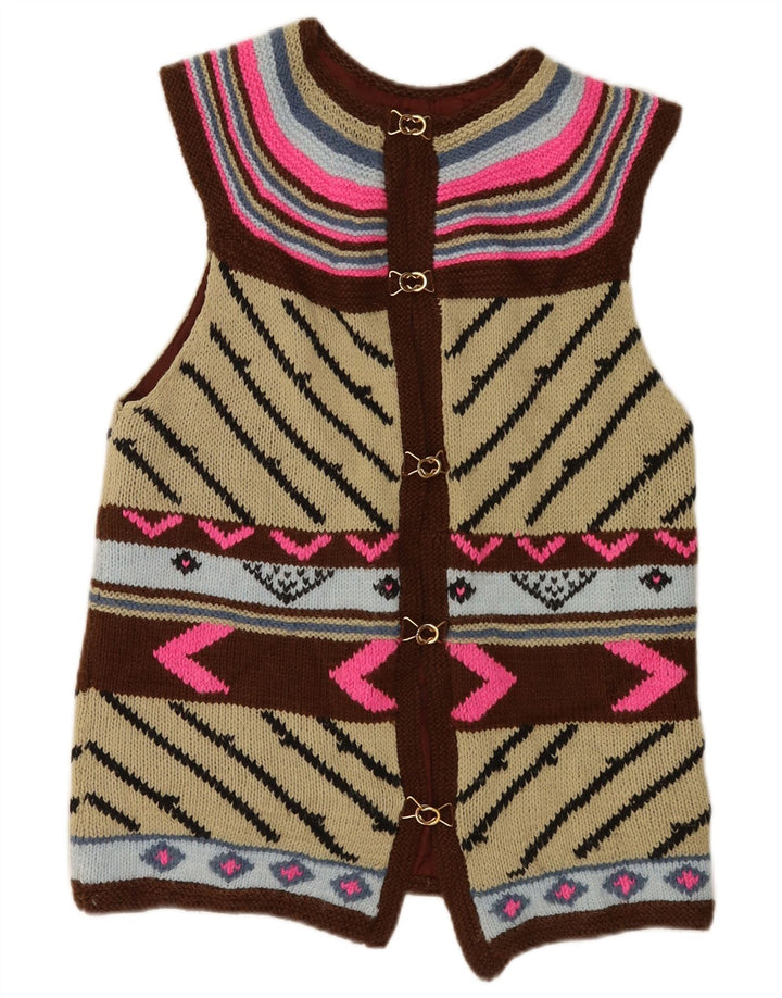 Pulover Cardigan Vintage pentru Damă UK 14 Mediu Multicolor Geometric