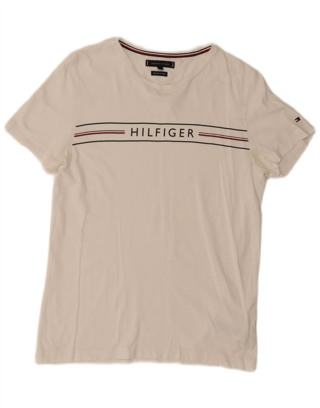 Tricou grafic Tommy Hilfiger pentru bărbați Top mediu din bumbac alb