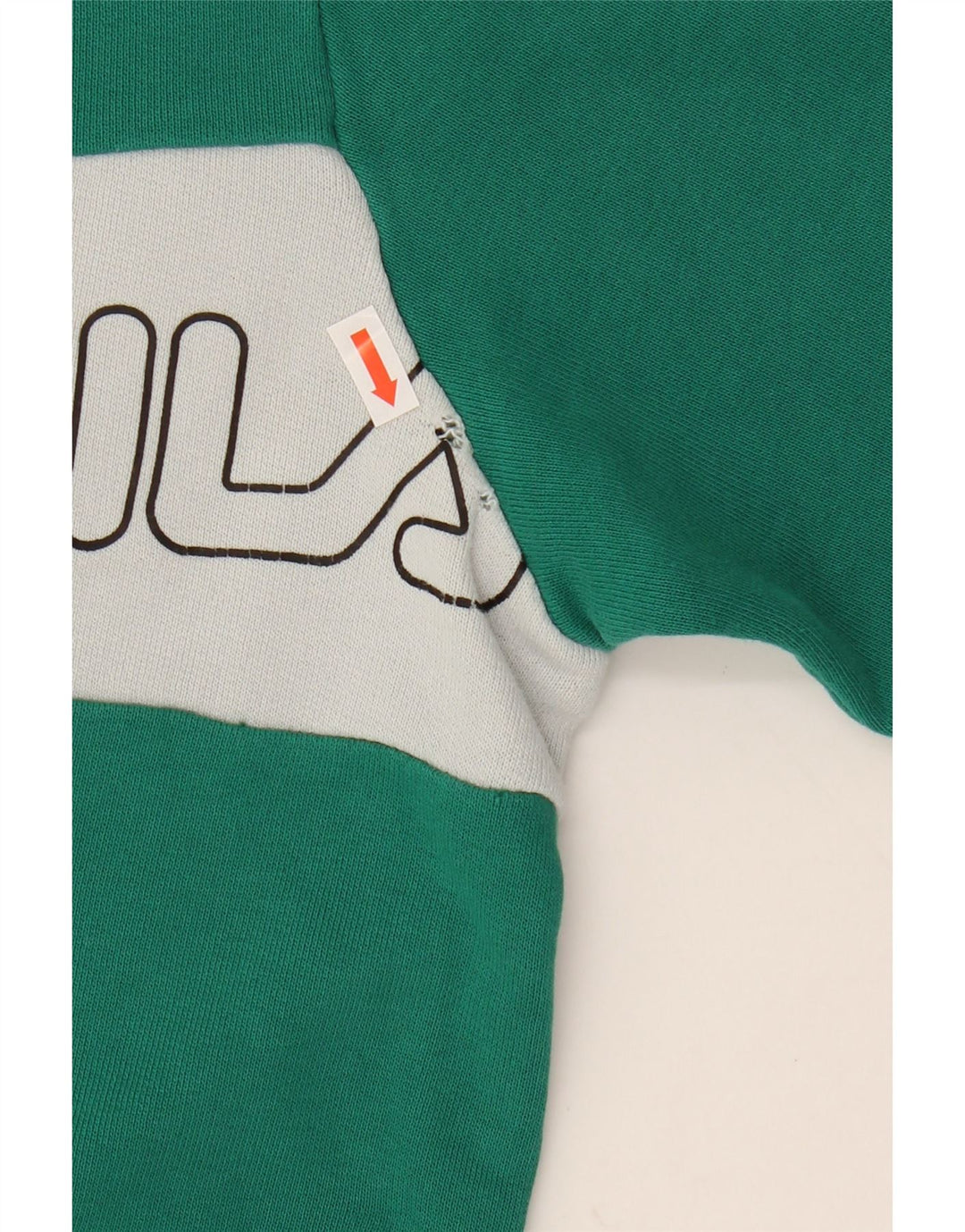 FILA Mens Graphic Sweatshirt Jumper Large Green Colourblock Cotton Vintage Fila and Second-Hand Fila from Messina Hembry 