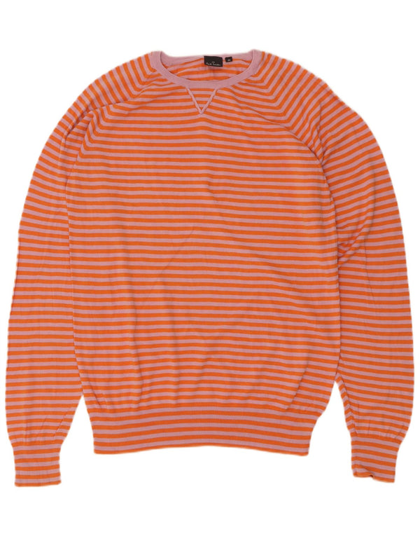Paul Smith Womens Boat Neck Jumper Sweater UK 14 Medium Orange Striped