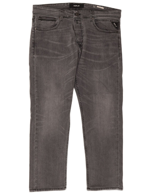 Replay Grover Straight Jeans pentru bărbați W34 L27 bumbac gri