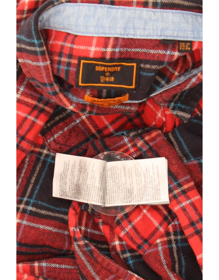 Cămașă de flanel pentru femei Superdry UK 10, bumbac cu carouri roșii mici