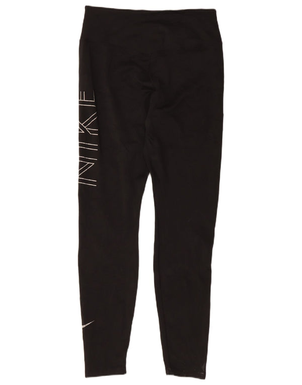 Nike Womens Dri Fit Graphic Leggings UK 14 Large Black