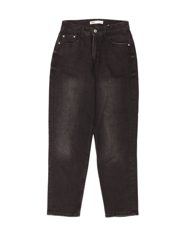 Blugi conici pentru femei cu talie înaltă Zara EU 36 XS W26 L28 bumbac negru