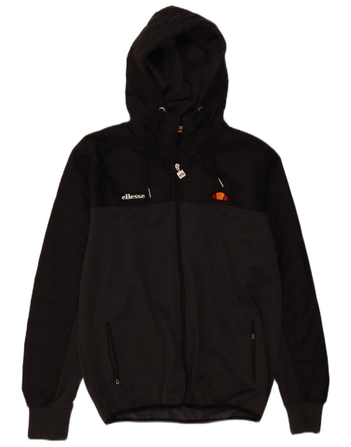Pulover cu glugă cu fermoar pentru bărbați Ellesse, mare, gri, poliester color bloc