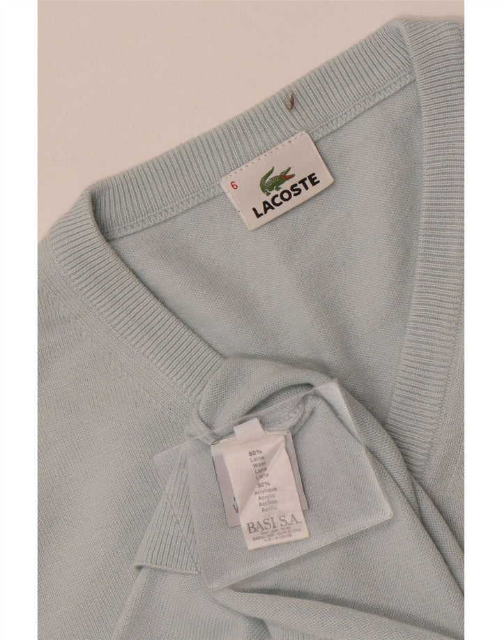Pulover pentru bărbați Lacoste cu decolteu în V, mărimea 6 XL, lână albastră