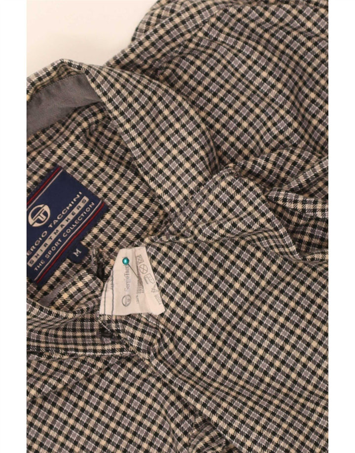 Cămașă de flanel pentru bărbați Sergio Tacchini, bumbac cu carouri, gri mediu