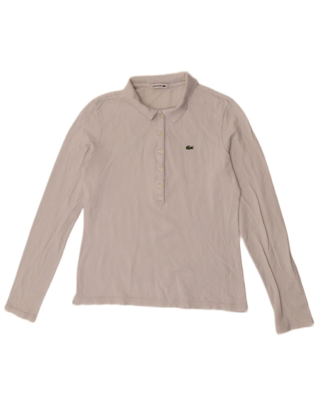 Tricou polo Lacoste cu mânecă lungă pentru femei, mărimea 40, bumbac alb mediu