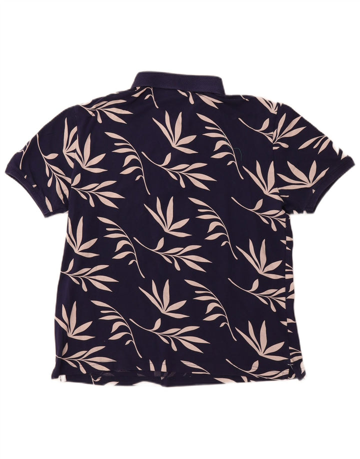U.S. POLO ASSN. Tricou polo pentru bărbați, bumbac floral, albastru marin mediu