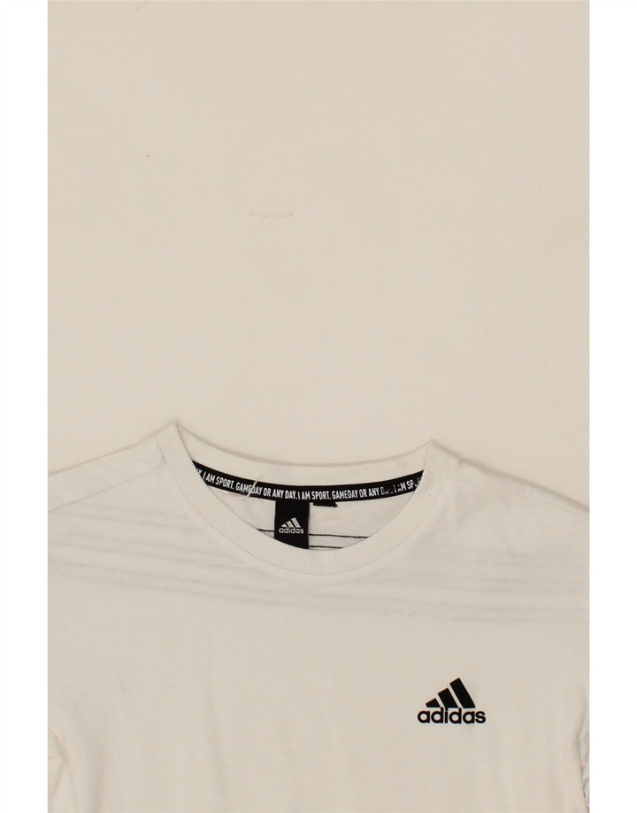 ADIDAS Girls T-Shirt Top 9-10 Years White Vintage Adidas and Second-Hand Adidas from Messina Hembry 